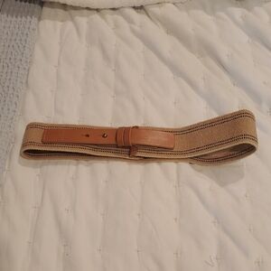 LOFT Wide Elastic Stretch Belt in Tan and Brown